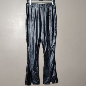 Wild Fable Black Faux Leather Pants W Front Leg Shin Openings Size M